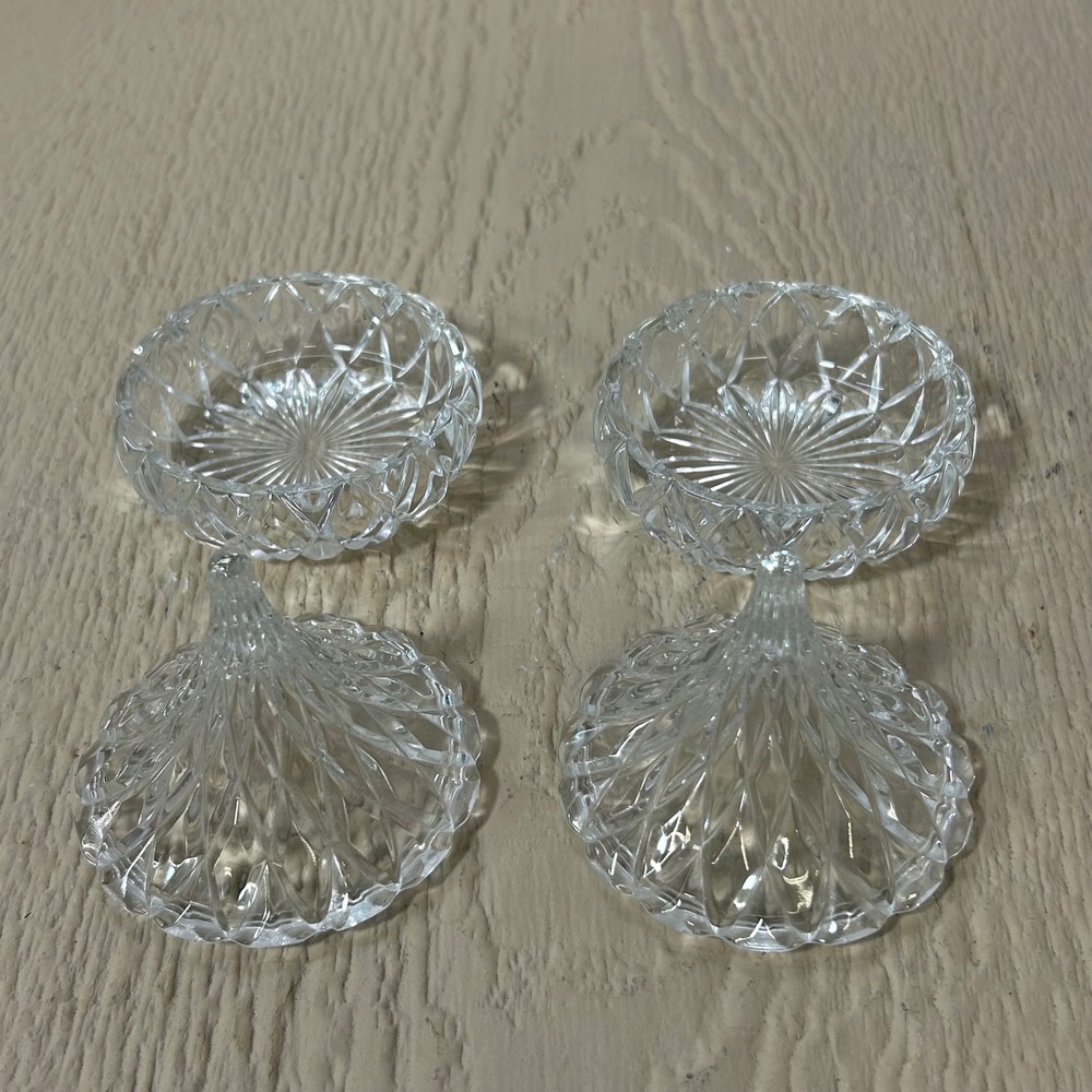 Hershey Kiss Shaped Crystal Trinket Box Set 2 Clear Glass‎ Candy Dish Lidded - Picture 2 of 3